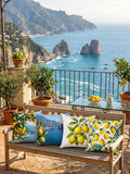 Amalfi Limon Desenli 43x43 cm Kırlent Kılıf Seti | 4'lü Dekoratif Kırlent Kılıfı