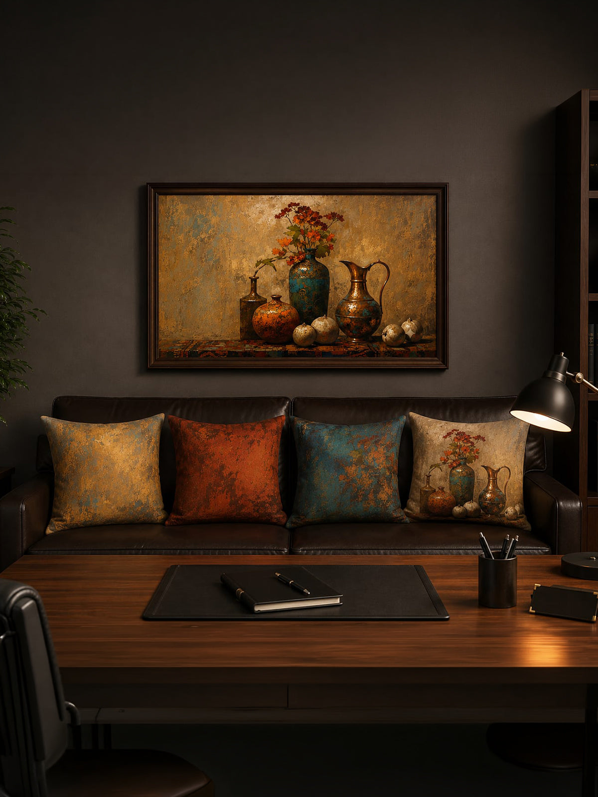 Vintage Natürmort 43x43 cm Kırlent Kılıf Seti | 4'lü Dekoratif Kırlent Kılıfı
