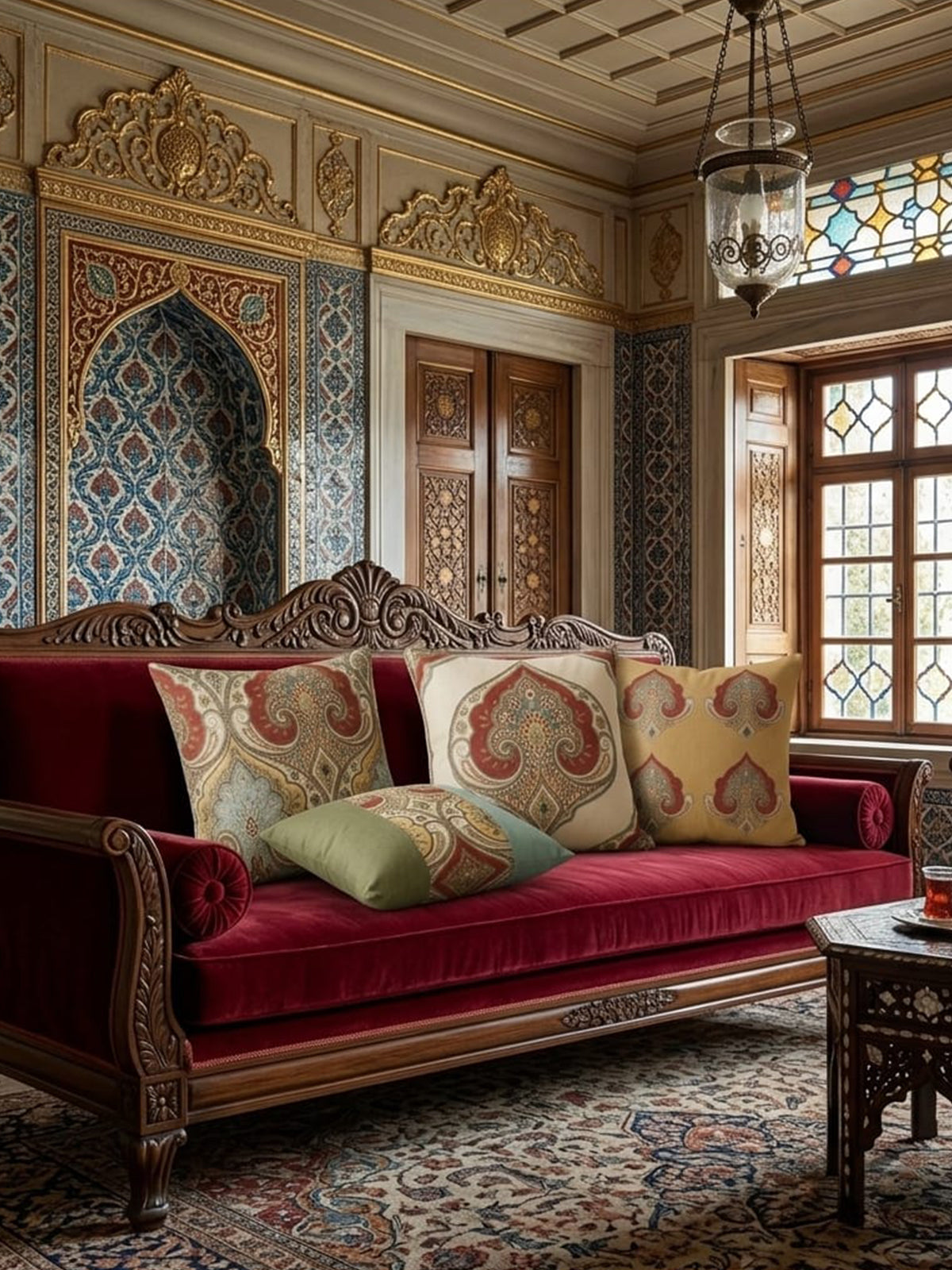Osmanlı Saray Desenli | 43x43 cm 4'lü Dekoratif Kırlent Kılıf Seti