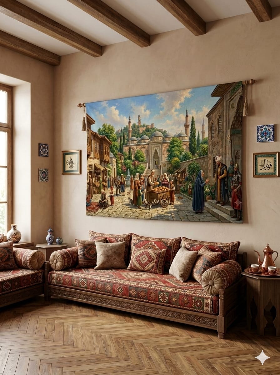 Somuncu Baba Şadırvan Hikayesi – Geleneksel Sokak ve Cami Manzarası
