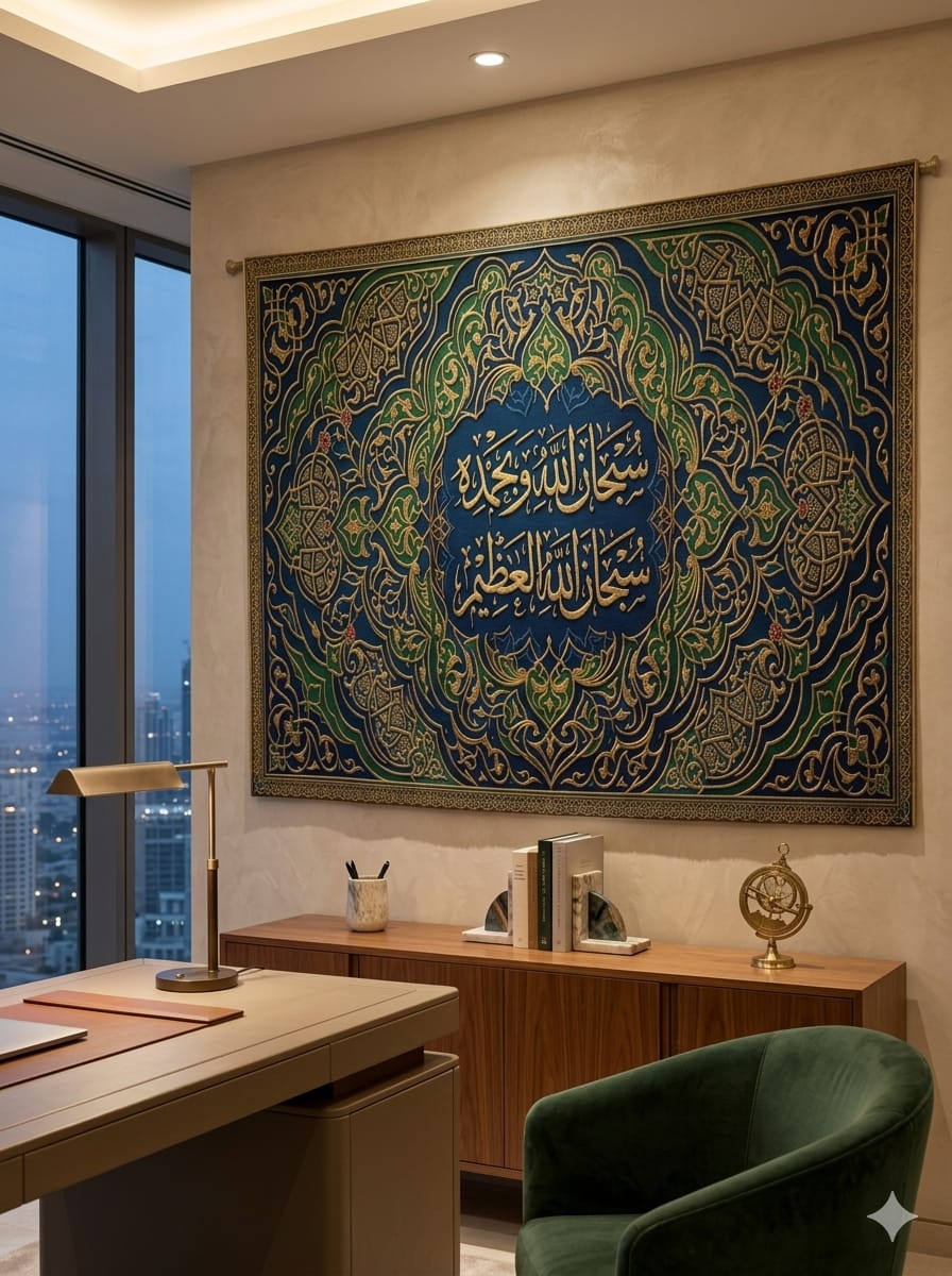 Subhanallah Elhamdülillah Hat Sanatı Duvar Örtüsü – İslami Kaligrafi Dekorasyonu