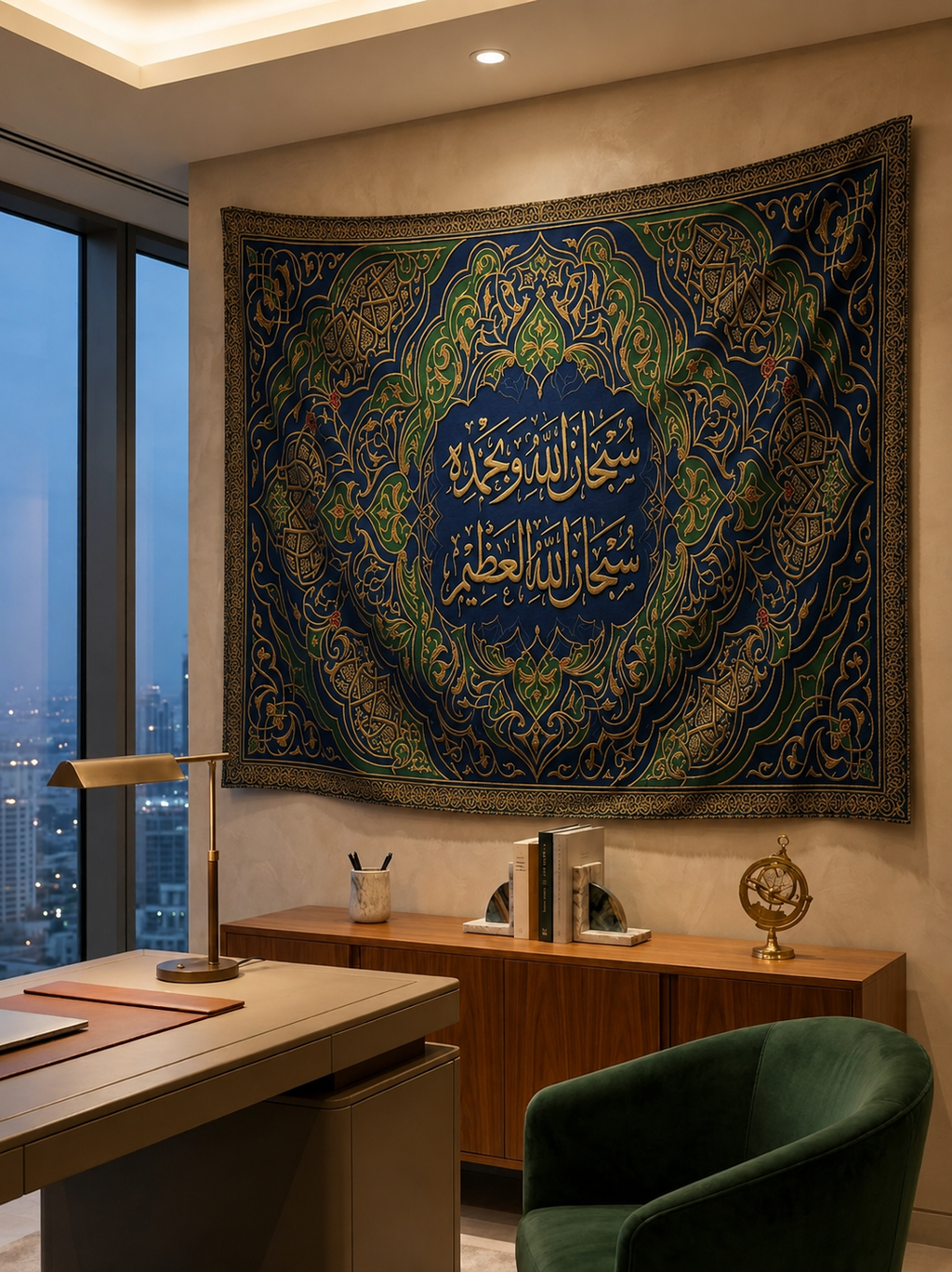 Subhanallah Elhamdülillah Hat Sanatı Duvar Örtüsü – İslami Kaligrafi Dekorasyonu