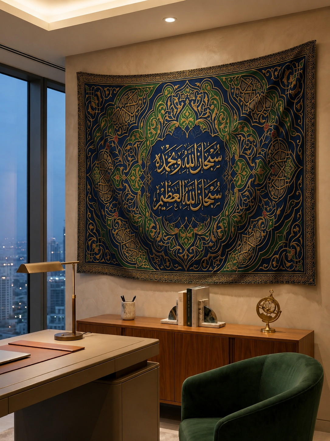 Subhanallah Elhamdülillah Hat Sanatı Duvar Örtüsü – İslami Kaligrafi Dekorasyonu