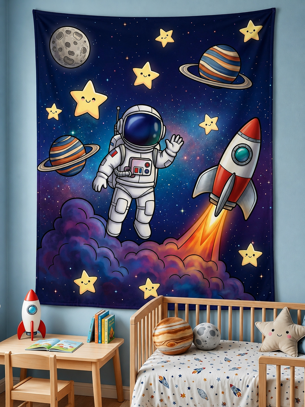 Uzay Astronotu Çocuk Odası Duvar Örtüsü