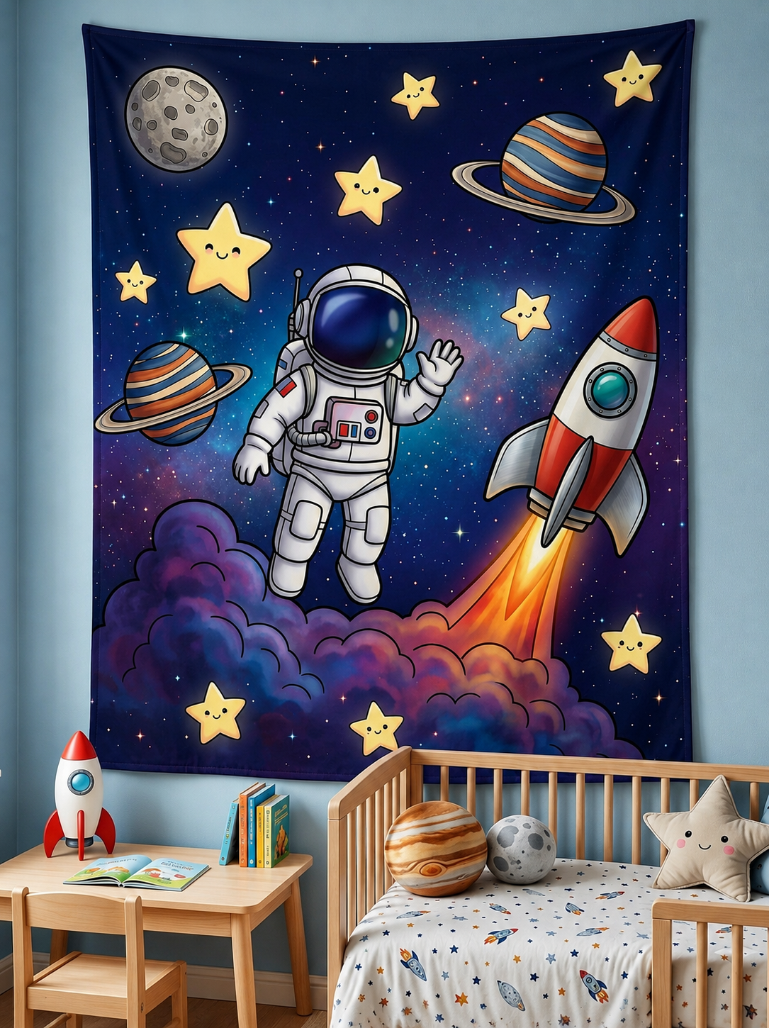 Uzay Astronotu Çocuk Odası Duvar Örtüsü